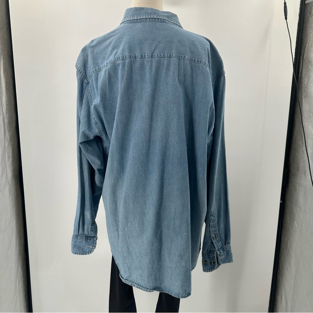 Nashville Guitar Vintage Embroidered Chambray Shirt 100%cotton Large Unisex - Picture 6 of 8